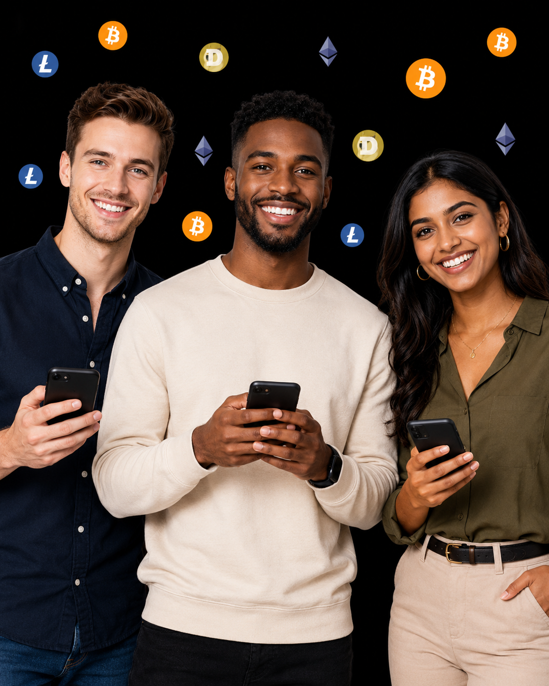 People earning rewards using their phones